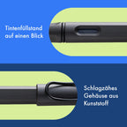 Lamy safari umbra Füller - Füllhalter mit ergonomischem Griff & schwarzer Stahlfeder in Strichbreite M - robuster ASA-Kunststoff - inkl. Tintenpatrone T 10 blau - Rechtshänder