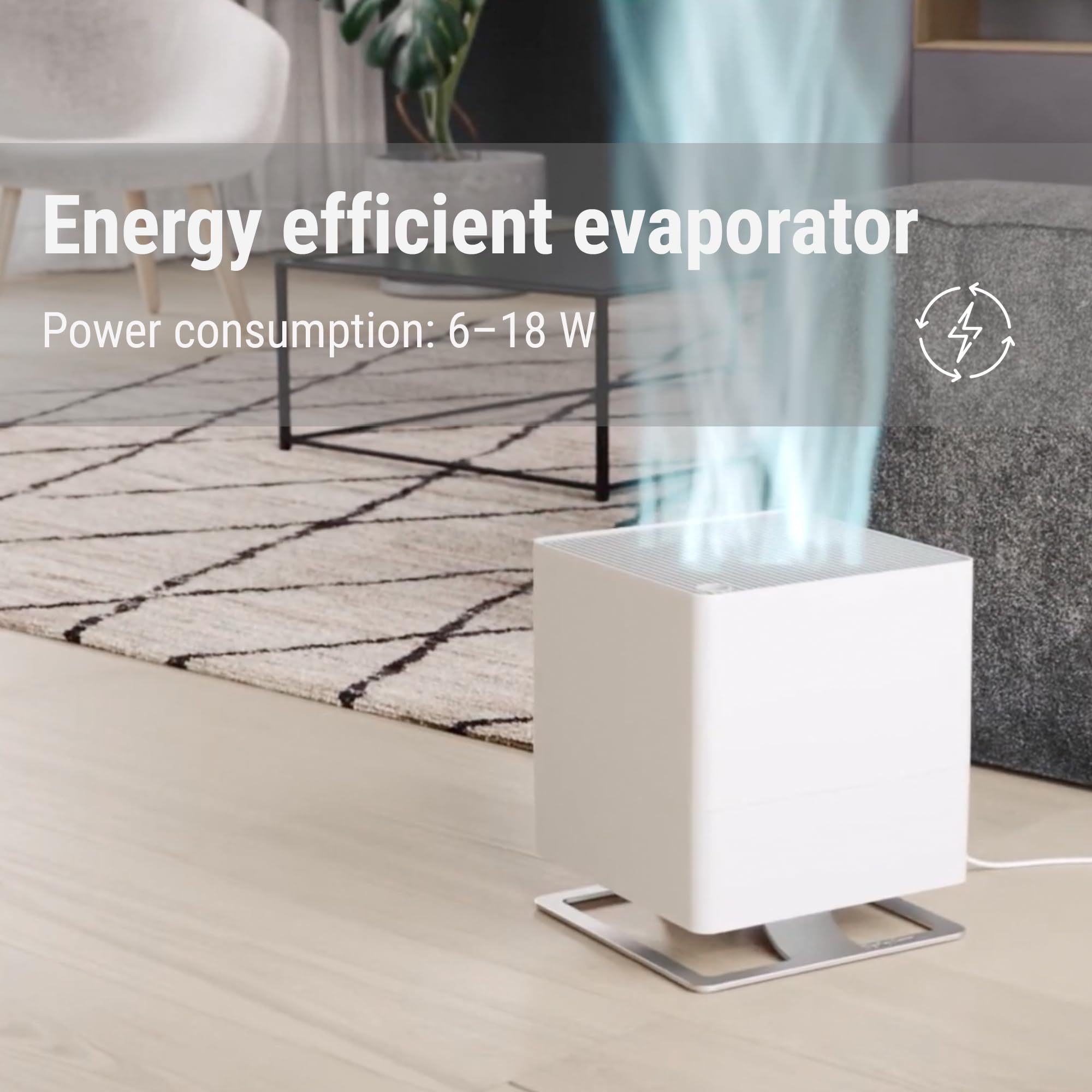 Stadler Form Luftbefeuchter Oskar mit Hygrostat / für Räume bis 50 m² / energiesparend / leise / dimmbare LEDs / Nachtmodus / für Duftstoffe geeignet / Auszeichnung ÖKO TEST 11-2018 / Farbe schwarz