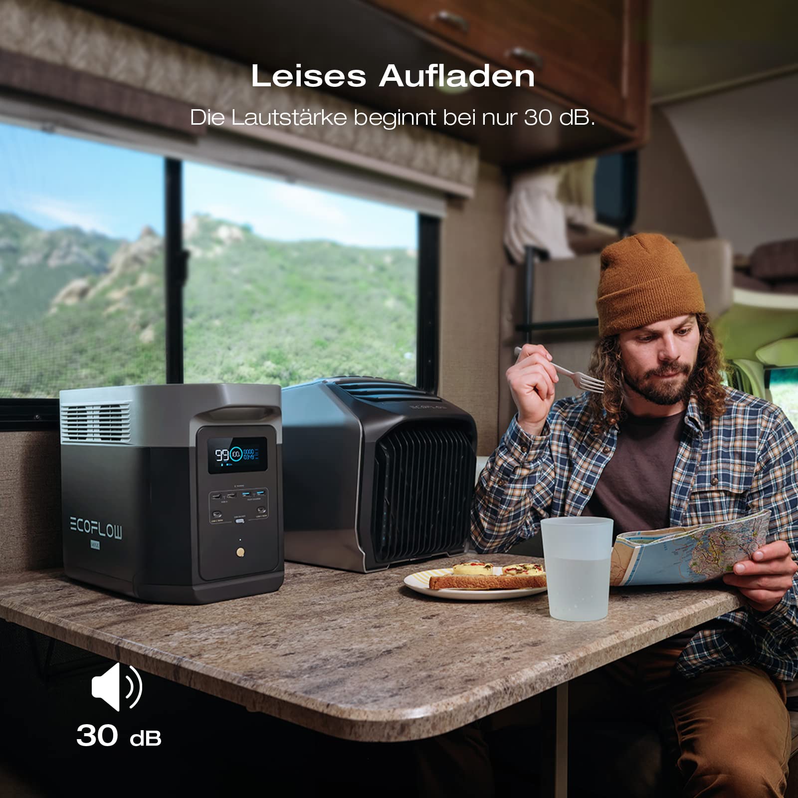 EcoFlow DELTA 2 Max tragbare Powerstation 2048Wh, erweiterbar 2-6 kWh, LFP-Batterie mit 3000 Zyklen, 80% Ladung <1 Std, 3000W Max Ausgangsleistung, Solargenerator für Zuhause, Camping, Wohnmobil