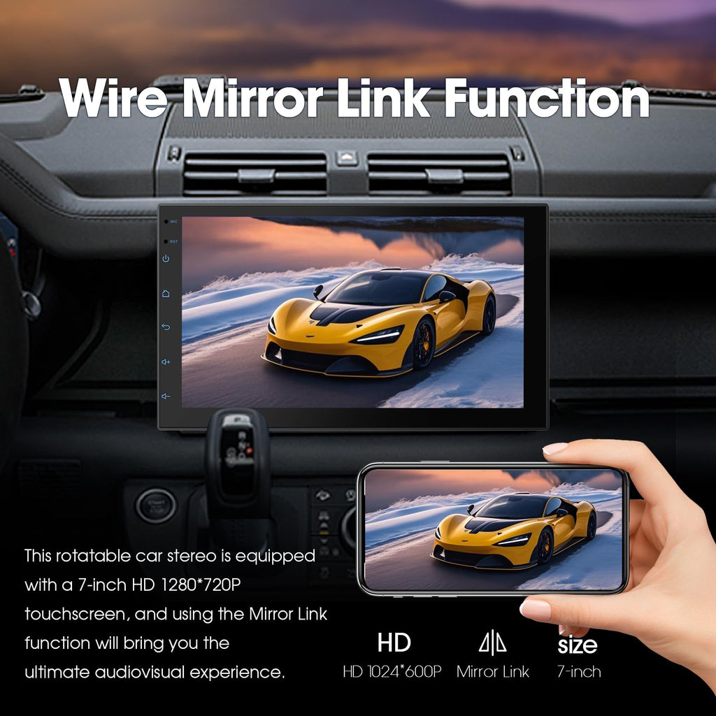 Haudio 2 Din Autoradio mit Kabellosem CarPlay &Android Auto, 7 Zoll Touchscreen Autoradio mit Mirror Link,GPS,Sprachsteuerung,SWC/FM/RDS/AM, 25 Sets UI Passend für alle Autos, Mit Rückfahrkamera 2+32G