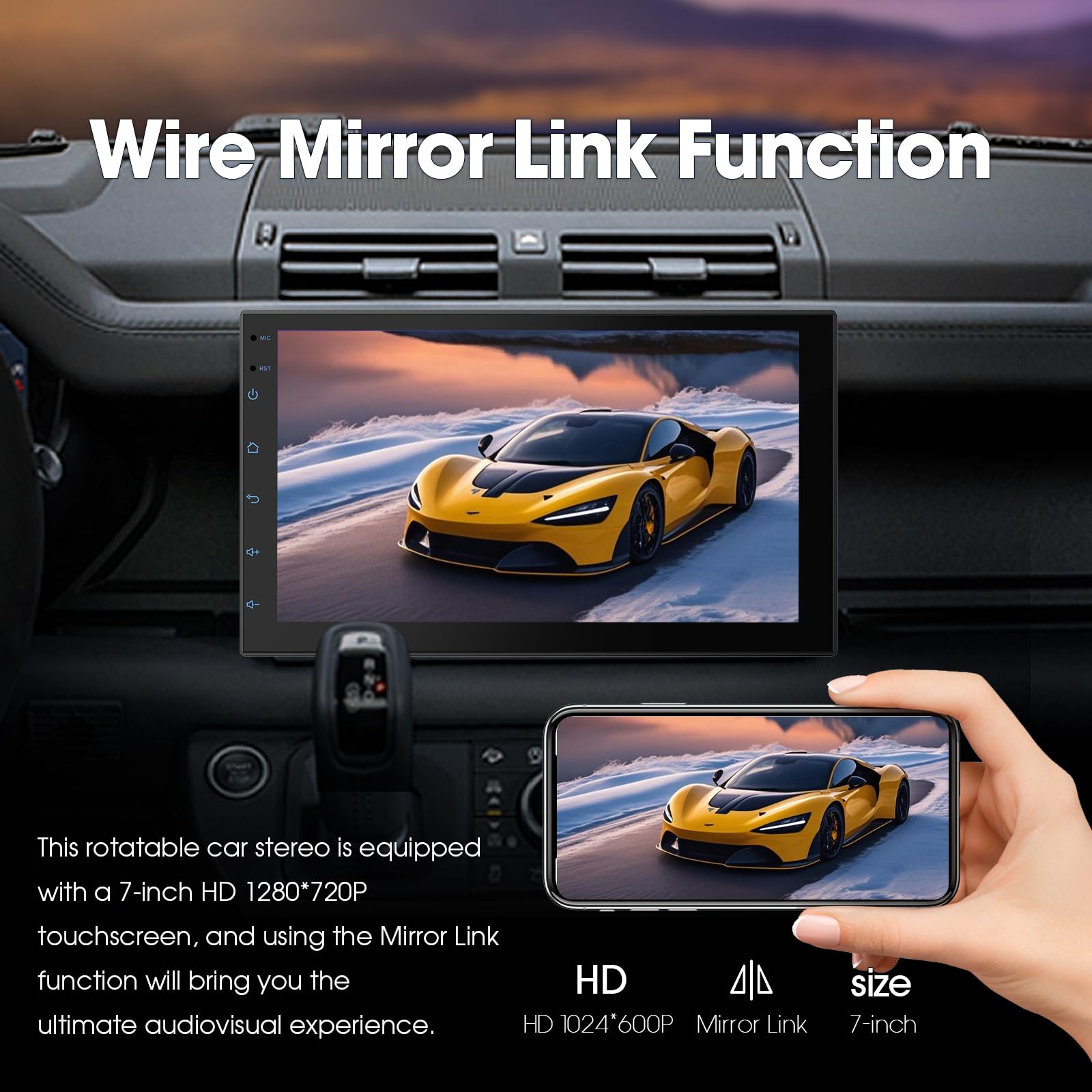 Haudio 2 Din Autoradio mit Kabellosem CarPlay &Android Auto, 7 Zoll Touchscreen Autoradio mit Mirror Link,GPS,Sprachsteuerung,SWC/FM/RDS/AM, 25 Sets UI Passend für alle Autos, Mit Rückfahrkamera 2+64G