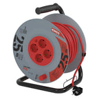 EMOS - Kabeltrommel 25m mit verstärktem Verlängerungskabel - 4 Schuko-Steckdosen - 230 V, 16 A, 3680 W - PVC-Isolierung - H05VV-F3G 2,5 mm2 - Überhitzungsschutz - IP20 für Innen