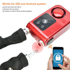 ASHATA Smart Bluetooth Fahrradschloss,Fahrradalarm App-gesteuertes Kabelschloss Sicheres Alarmschloss,Wasserdichtes Anti Diebstahl 110dB Alarm Schloss Lock für IOS/Android Smartphone