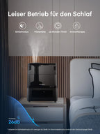 FOHERE Luftbefeuchter fürs Schlafzimmer, 6L Leiser Luftbefeuchter mit warmem und kühlem Nebel, 60H Laufzeit, Öldiffusor, Schlafmodus, 12H-Timer, Licht für heim Kinderzimmer Pflanzen Baby Kind