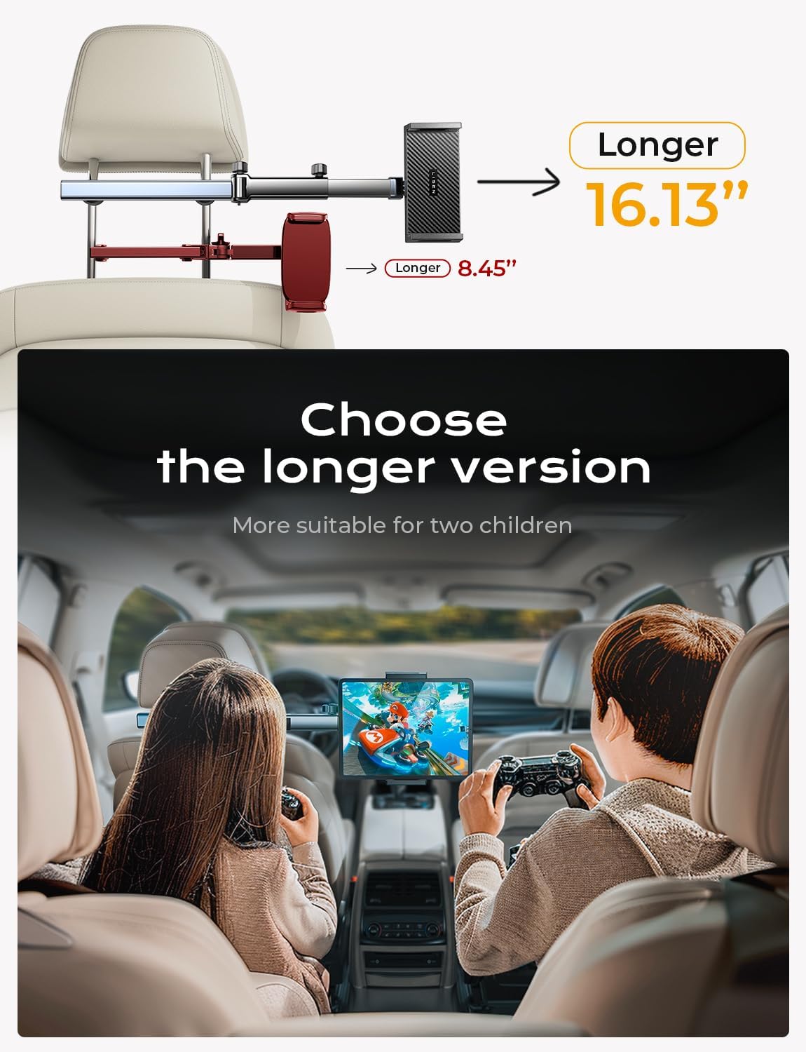 LISEN für iPad Tablet Halterung Auto Mitte, Universal Handyhalterung Auto Organizer Zubehör Innenraum Ausziehbare KFZ für Tablethalterungen Auto Reise Zubehör für iPad Air/Samsung/und 4,7-11 Zoll