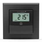 Homematic IP Smart Home Temperatur- und Luftfeuchtigkeitssensor mit Display – innen, anthrazit, steuert Heizkörper/Fußbodenheizung per App, Alexa, Temperaturmessung, Energie sparen, 160551A0