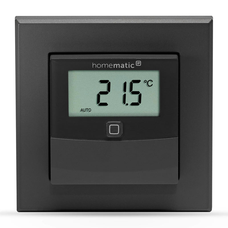 Homematic IP Smart Home Temperatur- und Luftfeuchtigkeitssensor mit Display – innen, anthrazit, steuert Heizkörper/Fußbodenheizung per App, Alexa, Temperaturmessung, Energie sparen, 160551A0