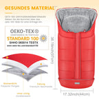 Orzbow Fußsack Kinderwagen Winter, Fußsack Buggy Fusssack Kinderwagen Baby Winter mit Wamres Korallen-Fleece, Reißverschluss, Anti-Rutschschutz & Reflektorstreifen, Universelle & Wasserdicht, Rot