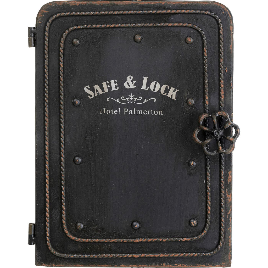 Kare Design Schlüsselkasten Safe, Schwarz, Schrank, Vintage Safe, mit 6 Haken, Stahl, Klein, 31x24x13 cm (H/B/T)