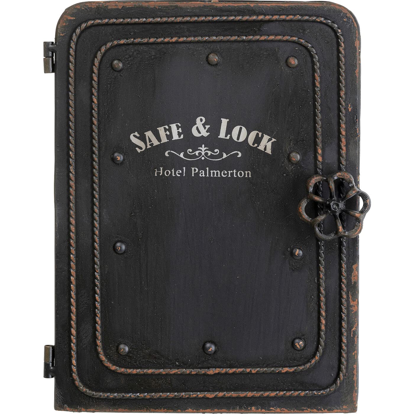 Kare Design Schlüsselkasten Safe, Schwarz, Schrank, Vintage Safe, mit 6 Haken, Stahl, Klein, 31x24x13 cm (H/B/T)