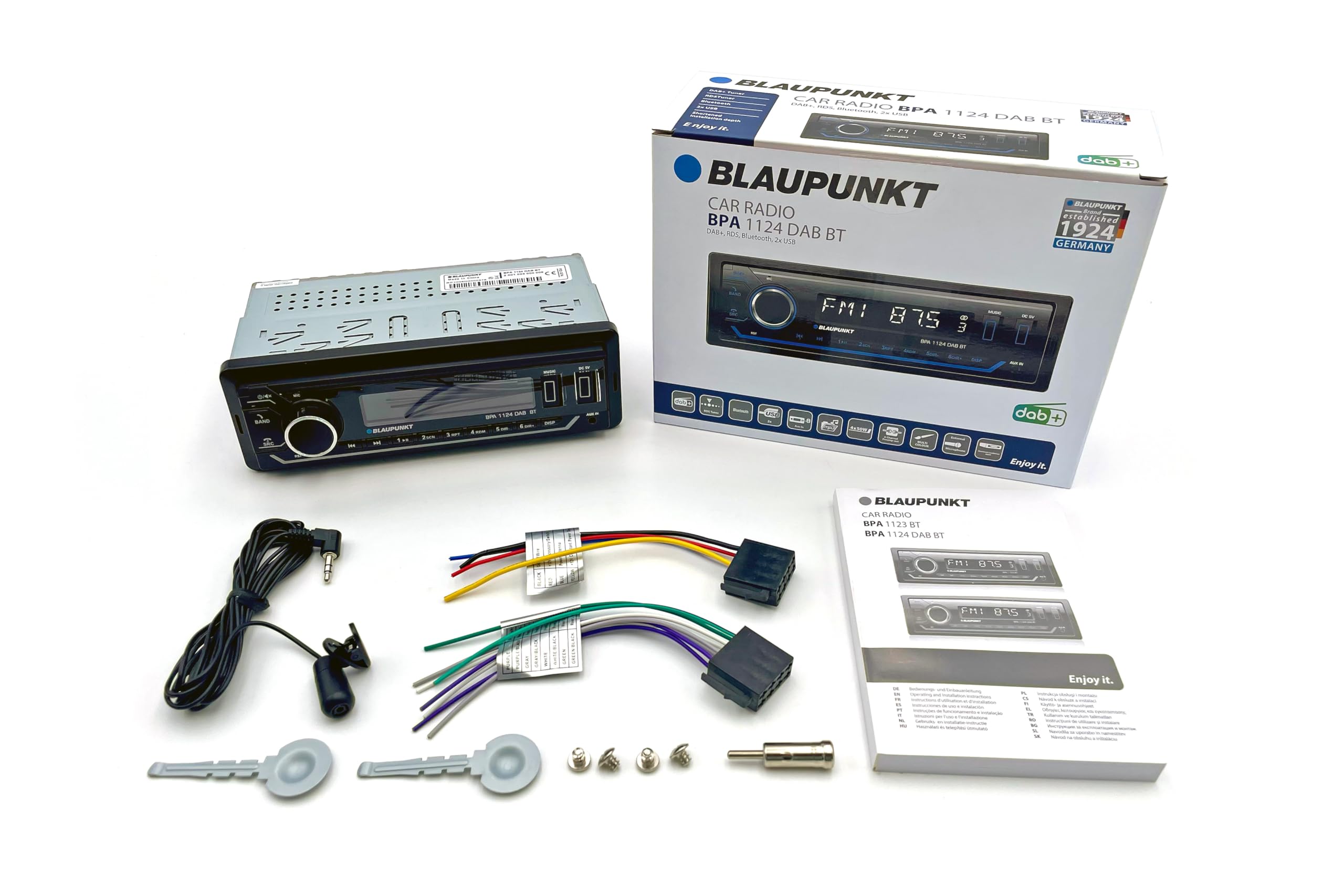 Blaupunkt BPA 1124 DAB BT, 1-DIN Autoradio, DAB+, Bluetooth, USB, Aux-Eingang, Sub-Out, Multicolour, 4x50Watt, 12V