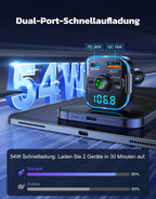 Glangeh FM Transmitter Auto Bluetooth Schnelles Autoladegerät 54W (PD 36W & QC3.0 18W) - Dual Mikrofon Bluetooth Adapter Auto Zigarettenanzünder, unterstützt Siri-Assistent & Freisprecheinrichtung