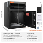 VEVOR 2,5 L Einwurftresor, Deposittresor mit Drop-Slot, elektronischem Codeschloss und 2 Notfallschlüsseln, 355 x 355 x 515 mm, Business Drop Slot Safe für Bargeld, zu Hause, Hotel, Büro