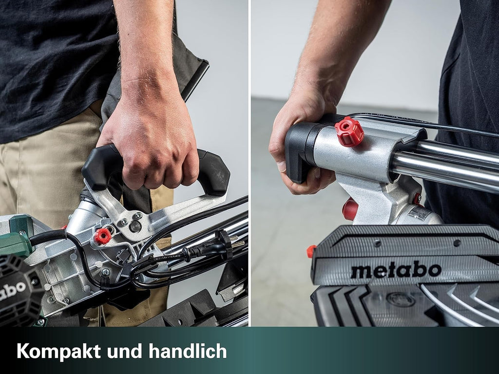 metabo Kappsäge KS 216 M - 1100 W, 216 mm Sägeblatt - Präzisionsschnitt, LED-Schattenlinie, integrierte Tischverbreiterung, leicht und mobil - Inkl. Hartmetall-Sägeblatt und Zubehör