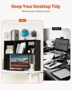 VEVOR Schreibtisch Bücherregal 1-stufiger Organizer (94 x 24 x 73 cm) Tischregale Schreibtisch Organizer Ausstellungsregal aus Spanplatten mit rutschfesten Füßen, für Büro Wohnheim, Schwarz