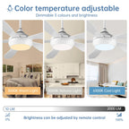 reiga Deckenventilator mit dimmbarer LED Beleuchtung und Fernbedienung, 137 cm Deckenventilatoren 5 Flügel, Kompatibel mit Smart App Alexa - Weiß