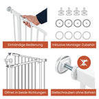 hauck Clear Step 2 + 9 cm Verlängerung, Weiß - Kinderschutzgitter Hundegitter, Verstellbare Breite 84-89 cm, 77 cm Hoch, Flacher Einstieg, Einhand Öffnung, ohne Bohren, für Innen