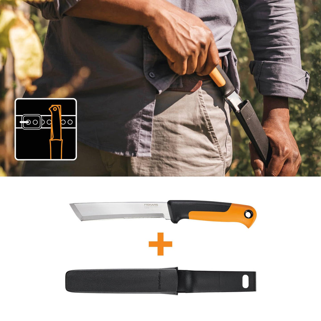 Fiskars Erntemesser, Für dicke Stiele und Stängel, Klingenlänge: 15 cm, Rostfreier Stahl/Kunststoff, Schwarz/Orange, X-series, K82, 1062830