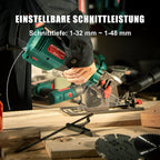 HYCHIKA Handkreissäge, 750W Kreissäge 3500U mit 3 Sägeblättern (115 und 125mm) mit Führungsschiene Max Schnitttiefe 48mm(90°)/32mm(45°), mini Kreissäge für Holz, Weichmetall, Fliesen u.s.w