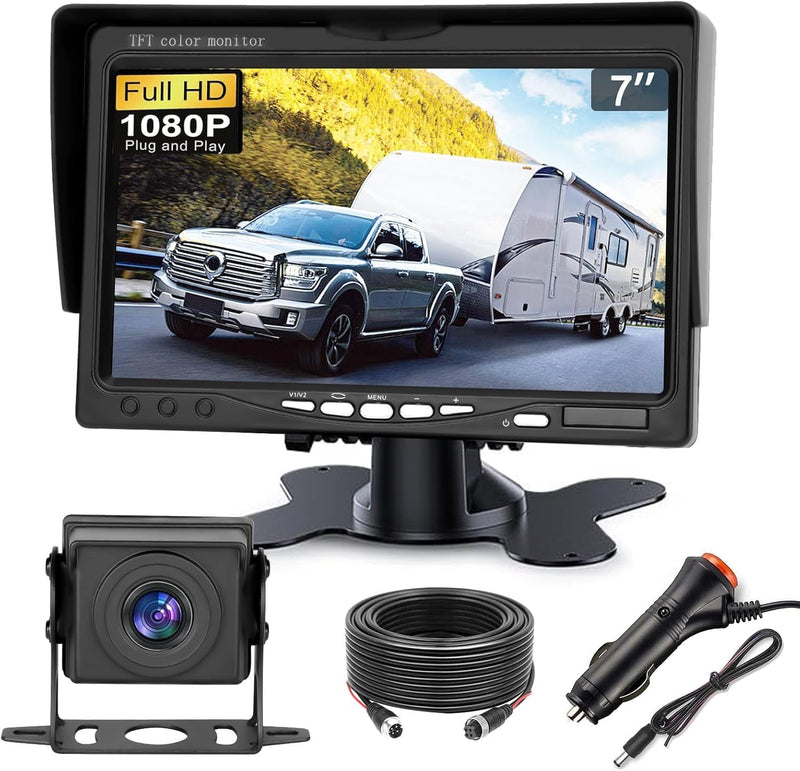 Kairiyard Rückfahrkamera Set mit 7 Zoll HD LCD Monitor & 170° Weitwinkel,Wasserdicht IP69 Rückfahrkamera Auto Nachtsicht für LKW/Anhänger/Bus/Van/Landwirtschaft