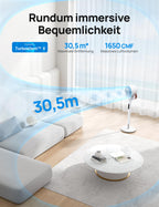 Dreo 25dB leiser Smart Standventilator, 30M Windentfernung 1650m³/h Luftvolume Turbo-Luftzirkulator 110CM Höhe 6 Modi 8-Geschwindigkeit 120°+105° Omni-direktional oszillierend Ventilator, PolyFan 513S