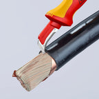 KNIPEX Abmantelungsmesser mit Gleitschuh in Blister isoliert mit Mehrkomponenten-Hüllen, VDE-geprüft 180 mm, 98 55 SB