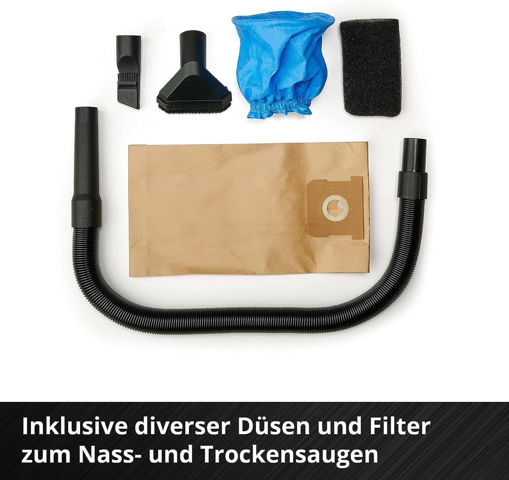 Einhell Akku-Nass-Trockensauger TE-VC 18/10 Li-Solo Power X-Change (18 V, 10 L Tank, inkl. 2 m-Schlauch, Fugen-/Bürstendüse + Polster-/Universaldüse, ohne Akku)