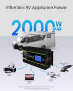 NOVOPAL 1000W Kfz Wechselrichter Spannungswandler 12v 230v Reiner Sinus mit LCD-Display und USB-Anschluss + 2AC Steckdosen mit USB-Ausgang und 5m-Fernbedienung