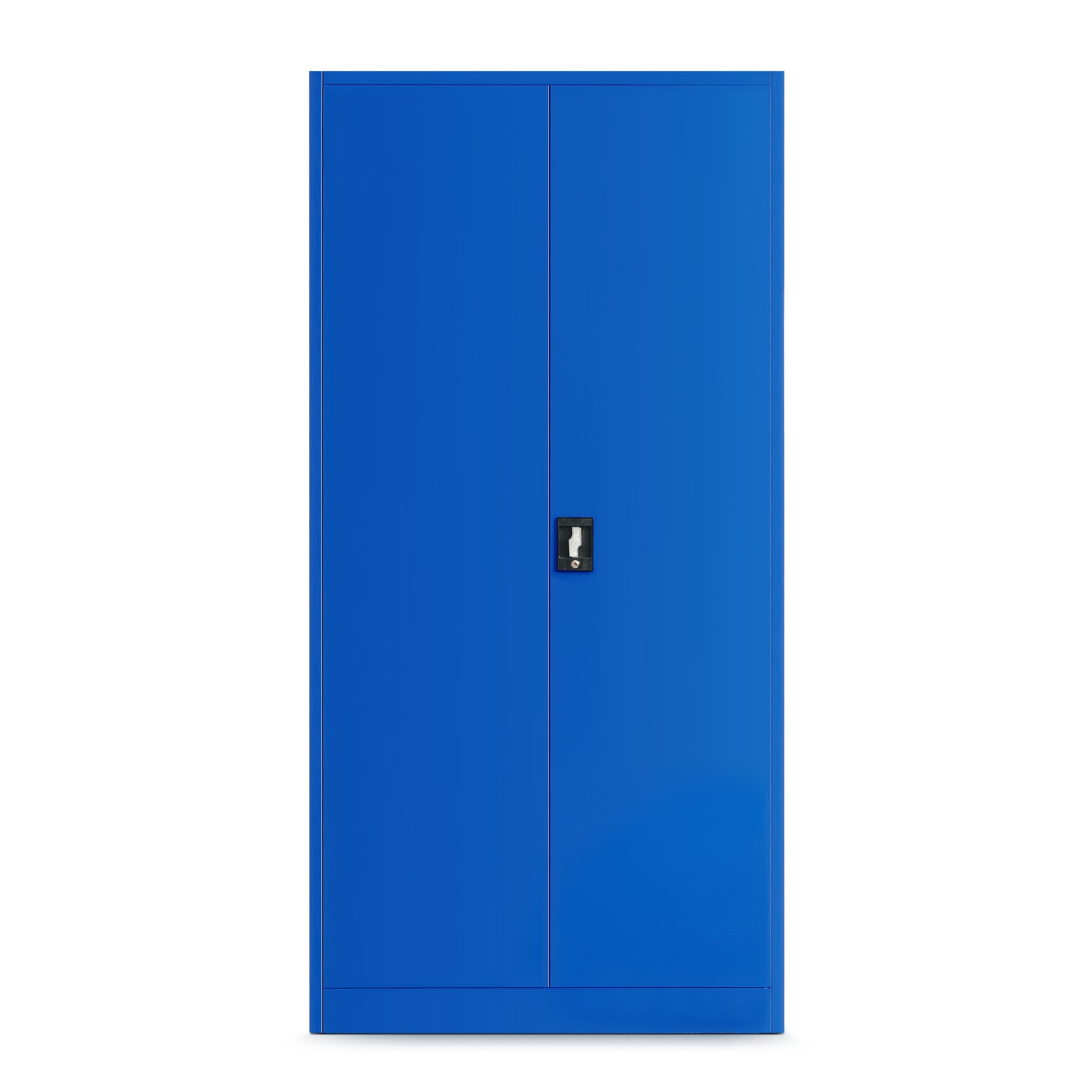 Jan Nowak by Domator24 Werkzeugschrank TC01A Werkstattschrank Garagenschrank Lochwand 4 Fachböden Flügeltüren Stahlblech 185 cm x 92 cm x 50 cm (blau)