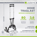Juskys Treppensackkarre klappbar & bis 80 kg belastbar - Alu Mini Sackkarre für Treppen - mit Handschuhen & Expanderseilen - Treppensteiger klein