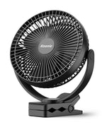 Koonie 10000 mAh Clip Ventilator, 20cm Tragbarer USB Ventilator Grow mit Akku, 4 Geschwindigkeiten & 360° Drehung, Leise Wandventilator,Tischventilator für Zuhause, Büro, Kinderwagen, Camping,Growzelt