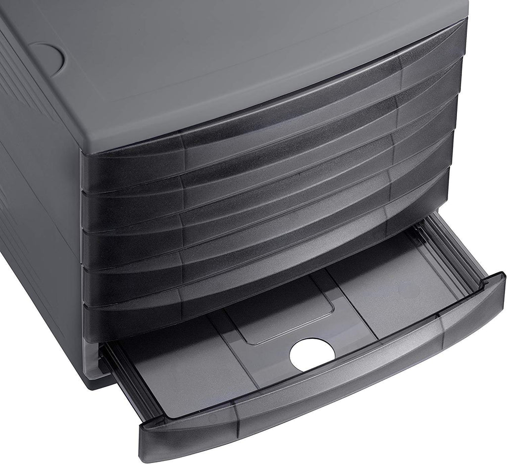 Rotho Quadra Schubladenbox / Bürobox mit 6 Schüben, Kunststoff (PS) BPA-frei, schwarz, (36.5 x 28.0 x 25.0 cm), Anthrazit