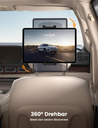 Lamicall Tablet Halterung Auto Kopfstütze - [Faltbare Dicke Tablet-Klemme] 360° Drehung Tablethalterungen Auto, KFZ iPad Kopfstützenhalter für Samsung Tab, iPad Pro, Air, Mini, 6,1-13 Zoll Geräte