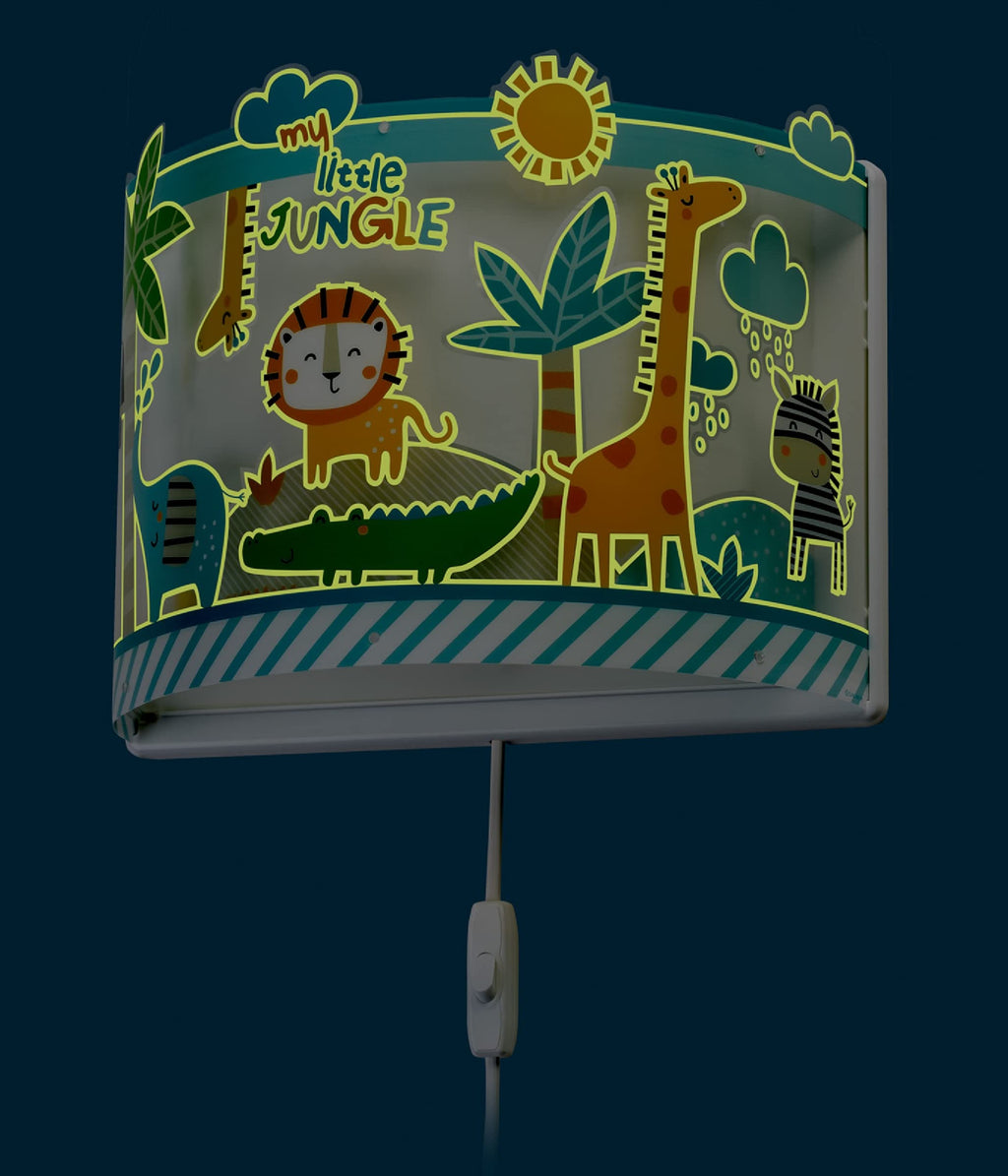 Dalber kinder Wandlampe, Kinderlampe Wandleuchte kinderzimmer tiere Dschungel My Little Jungle Löwen Elefanten Giraffen Krokodil, 76118, E27