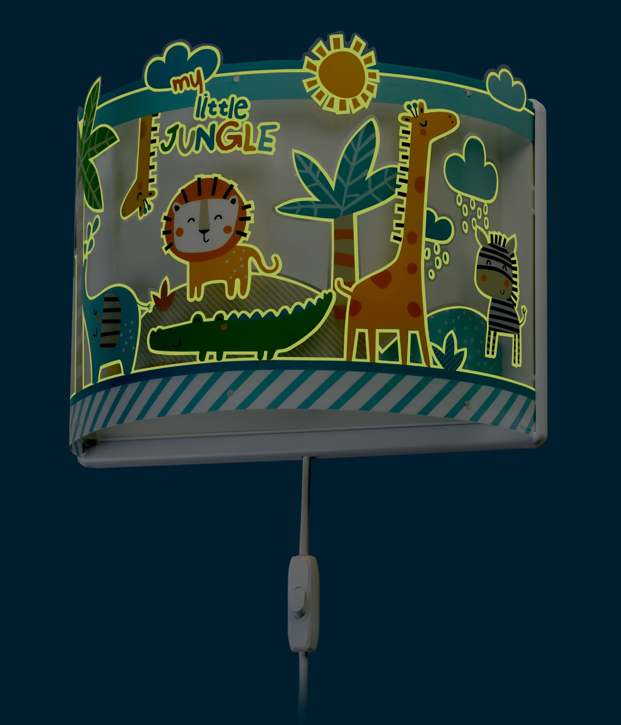 Dalber kinder Wandlampe, Kinderlampe Wandleuchte kinderzimmer tiere Dschungel My Little Jungle Löwen Elefanten Giraffen Krokodil, 76118, E27
