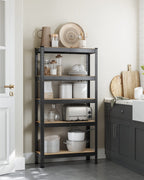 SONGMICS Schwerlastregal, Kellerregal, Lagerregal, 30 x 75 x 150 cm, Regal mit Stahlgestell, bis 650 kg belastbar, 5 verstellbare Ablagen, schwarz GLR030B21