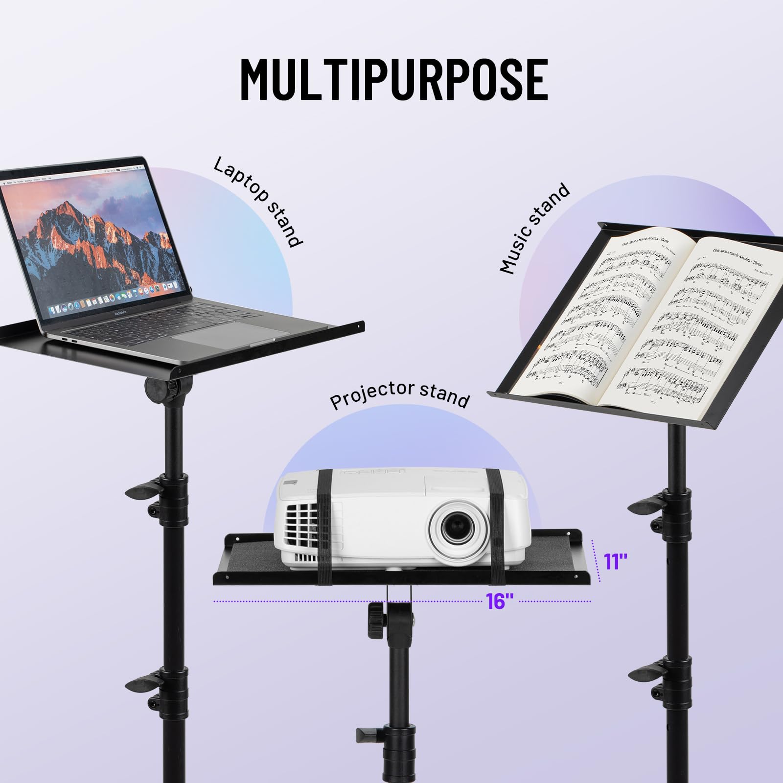 CAHAYA Beamer Ständer Projektor Halterung Multifunktionaler Bodenständer für Laptop Ständer Projektor Kamera mit verstellbarer Höhe für Outdoor-Filme, Computer CY0331-1