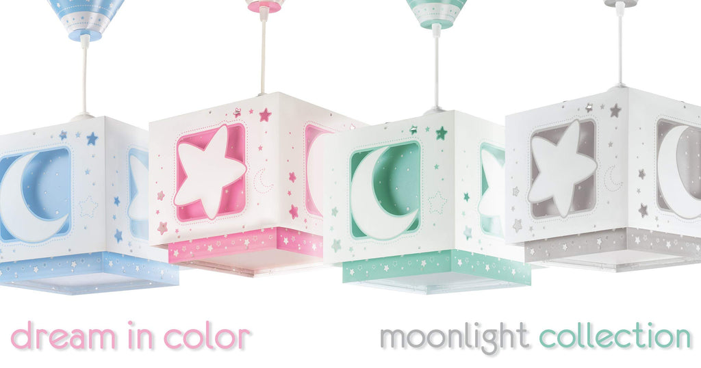 Dalber Lampe kinderzimmer, kinderlampe Pendelleuchte Hängelampe, Deckenleuchte Kinder, Deckenlampe kinderzimmer, Mond und Sterne Grau MoonLight, 63232E, E27