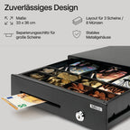 Safescan LD-3336 Light-Duty Kassenschublade mit 3 Fächern für Banknoten und 8 für Münzen - Kassenlade mit RJ-12 Anschluss (z.B. Registrierkasse) - Kompakte Kassenschublade von 33 x 36 x 10 cm