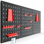 Arebos Werkzeugwand 3-teilige Lochwand Werkstatt | 17-teiliges Hakenset & Halterungen | 117,6 x 59,5 x 2 cm | Werkzeuglochwand aus Metall für Werkstatteinrichtung inkl. Montagematerial | Rot