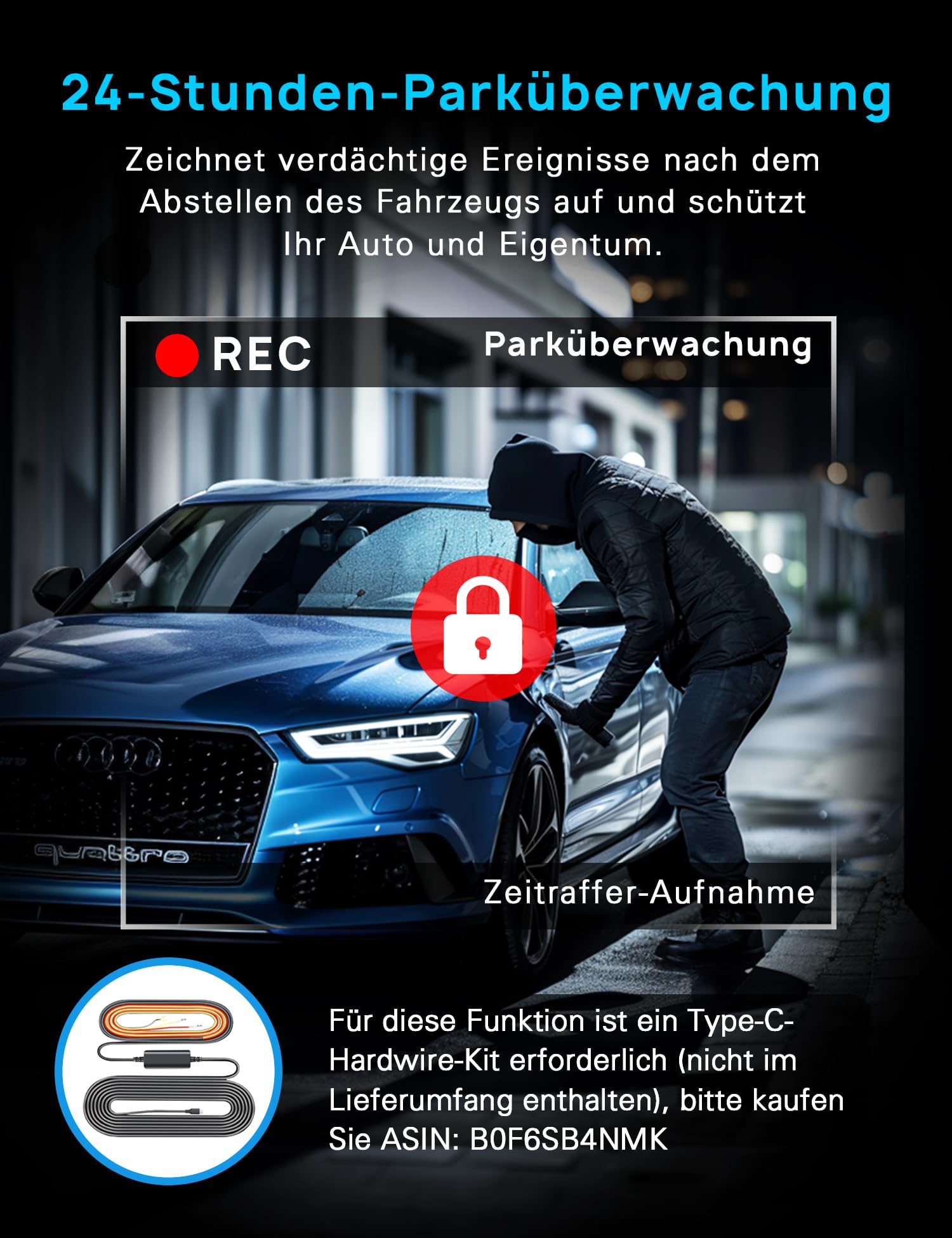 Navycrest Dashcam Q7 Dual 4K1080P Hochleistungs 5GHz WLAN Autotechnikbegeisterte