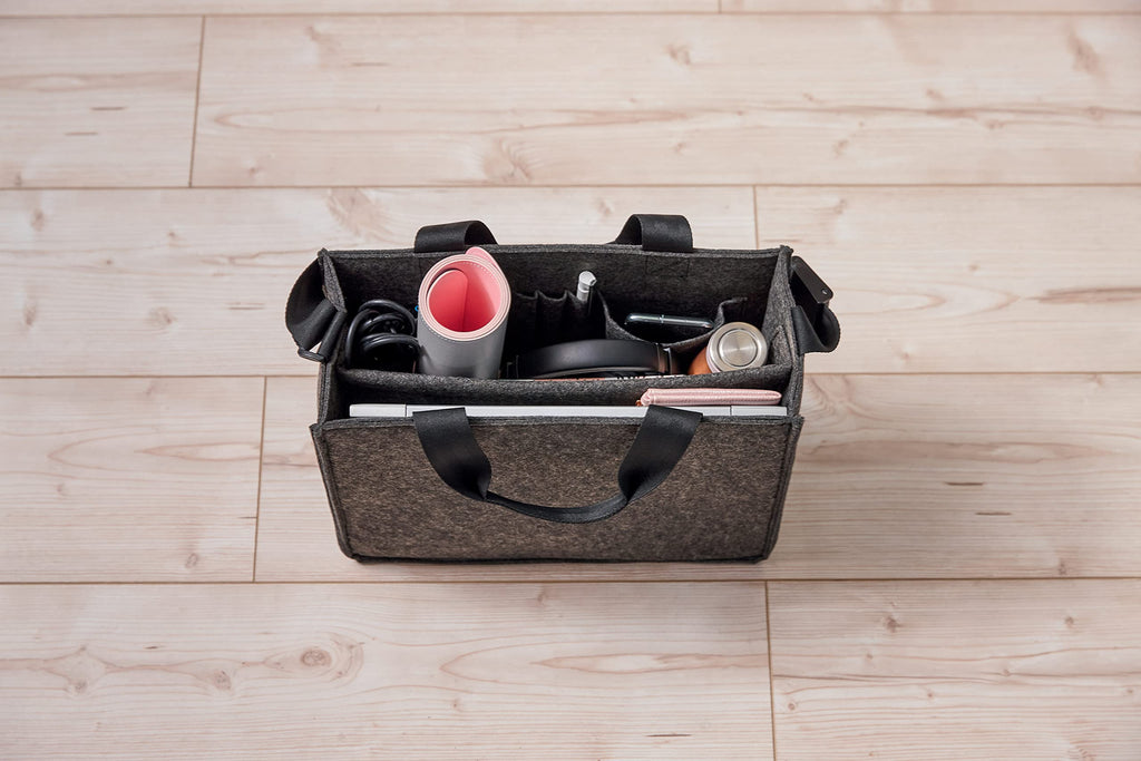 SIGEL BA410 Desk Sharing Bag Classic, Organizer für mobiles Arbeiten, absolut sicherer Stand: für Laptop bis 15,4 Zoll und Unterlagen, Synthetischer Filz, dunkelgrau, Medium 36 x 15 x 28 cm