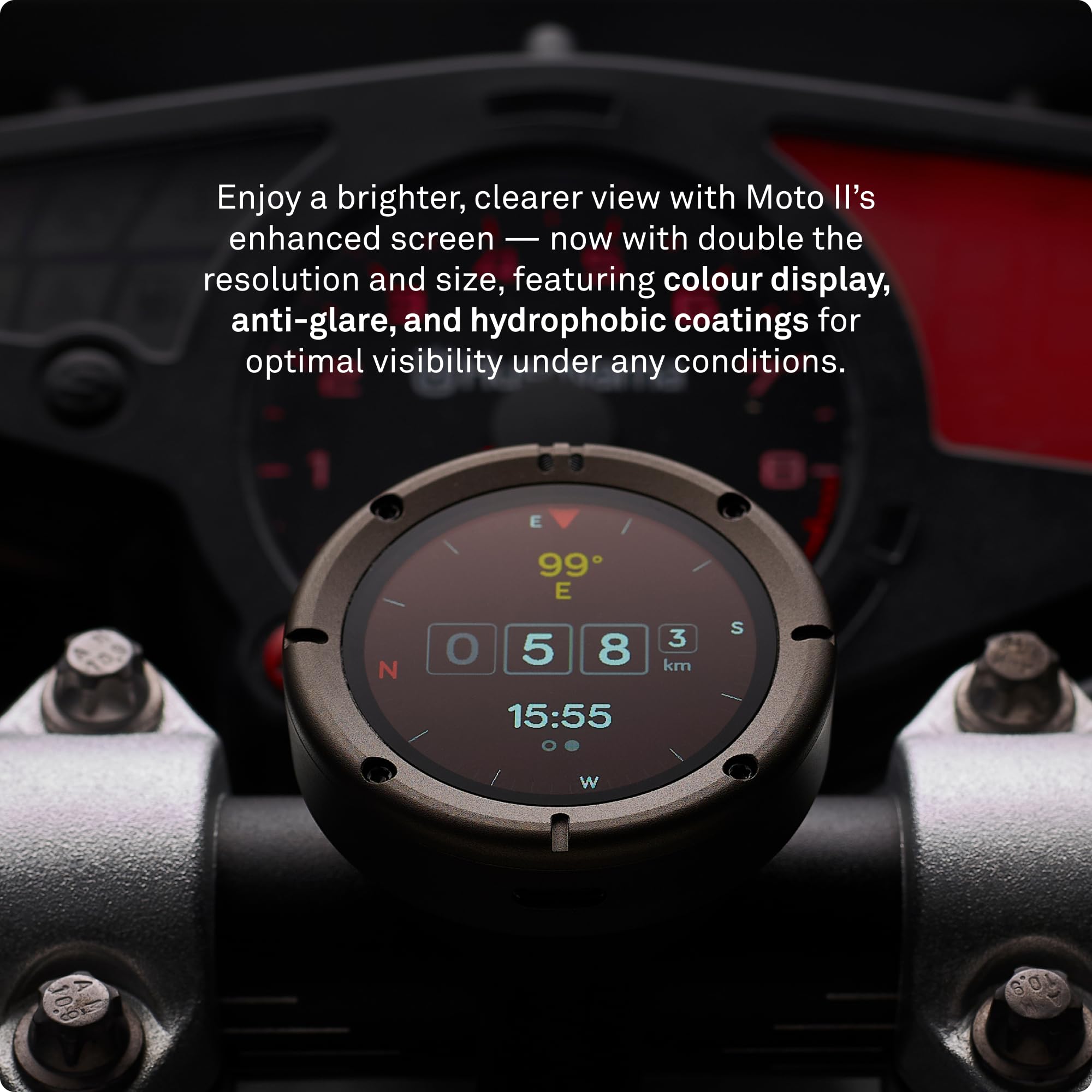 Beeline Moto II - Navigationsgerät für Motorräder | Globale Navigation | Minikarten-Schnittstelle | 14 Stunden Akkulaufzeit | IP67 Wasser- und stoßfest | USB-C-Aufladung mit Riemenhalterung
