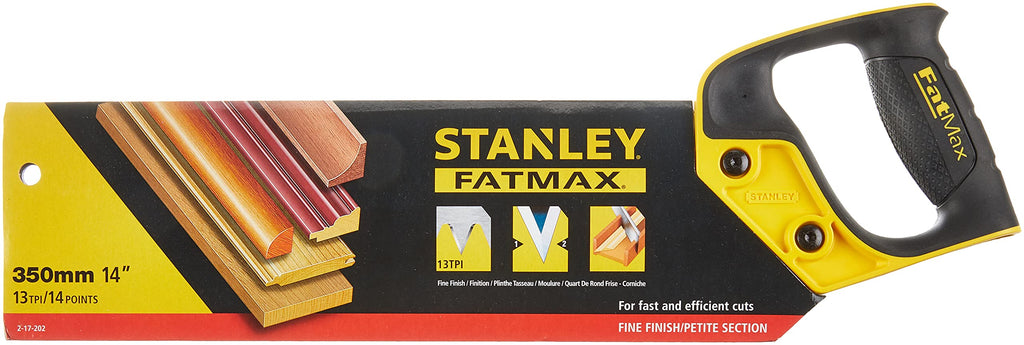 Stanley FatMax Rückensäge,350mm Länge, 13 Zähne/Inch, verstärkter Rücken, ABS-Kunststoff, ergonomischer Griff, 2-17-202