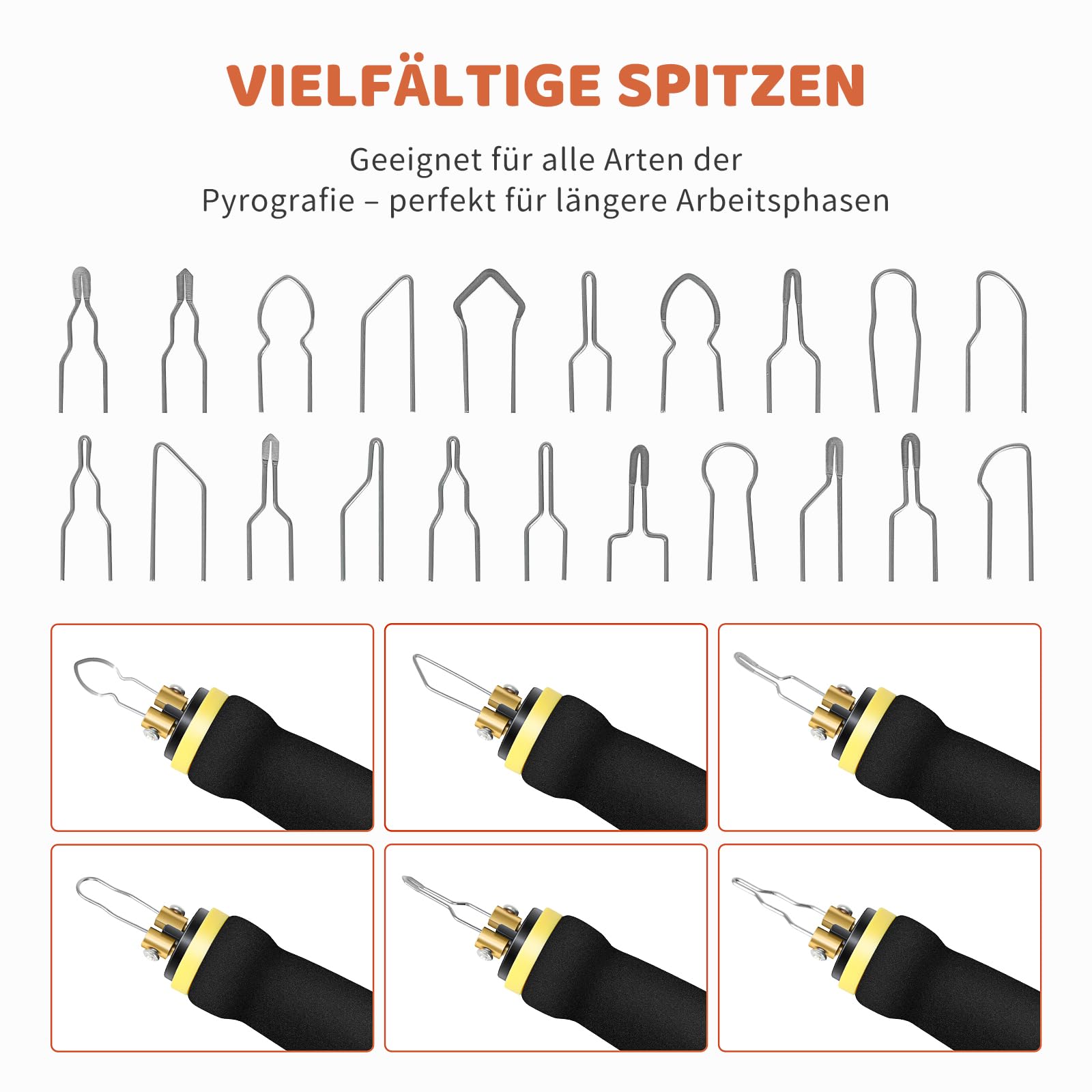 BURNNOVE Brandmalerei Set mit Digitalanzeige 100℃-750℃ Einstellbare Temperatur 21-teilig Spitzen Brandmalkolben für Holz, Leder und Kürbis Holzschnitt