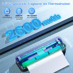Phomemo M833 Thermodrucker A4 für Unterwegs, Kabelloser Tragbarer Drucker 300DPI, Mobiler Drucker für Rechnungen, Studium, Zuhause, Geschäft, Schule, Kompatibel mit iOS, Android und PC, Schwarz