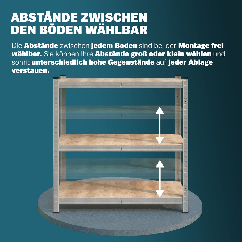 Monzana® 2X Schwerlastregal 160x90x40cm 1400kg 4 MDF-Platten Regal Lagerregal Kellerregal Steckregal Werkstattregal