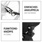 hauck 2in1 Fahrradanhänger & Buggy für 2 Kinder ab 6 Monaten bis 120 cm oder 22 kg Dryk Duo inkl. Deichsel, Kupplung, Buggyrad, Wimpel & Rücklicht, Zusammenklappbar, XL Kofferraum (Melange Grey)