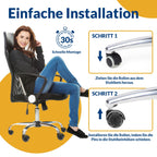 COSYLAND Bürostuhl Rollen 10mm x 22 mm - 5er Set Rollen für Bürostühle - Super Leise und Weiche für Hartböden, Parkett, Teppich, Laminat, Keine Bodenschutzmatte Nötig, Schwarz Doppelräder