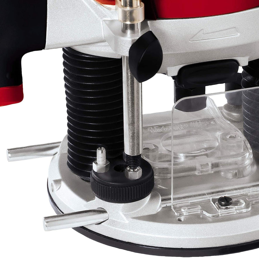 Einhell Oberfräse TE-RO 1255 E (1200 W, Spannzange Ø 6 und 8 mm, 55 mm Hubhöhe, elektronische Drehzahlregulierung, Spindelarretierung, einfacher Werkzeugwechsel) Rot/Schwarz